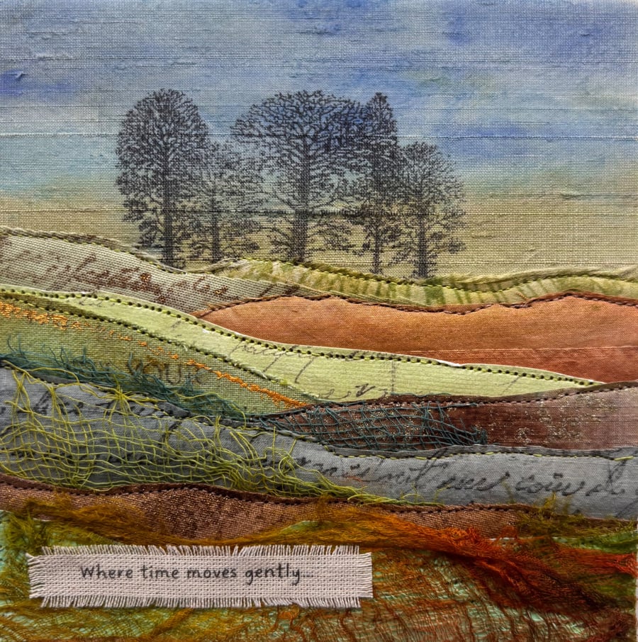 Framed textile landscape ….. where time moves slowly! - Folksy