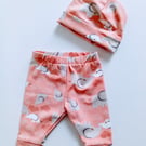 Preemie, premature baby Leggings and hat gift set, gift for new baby girl