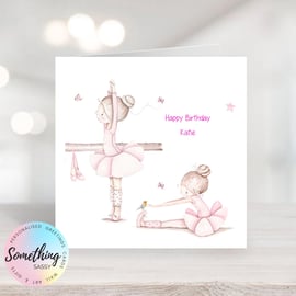 Girls Birthday Ballet Greetings Card Personalised  with any text