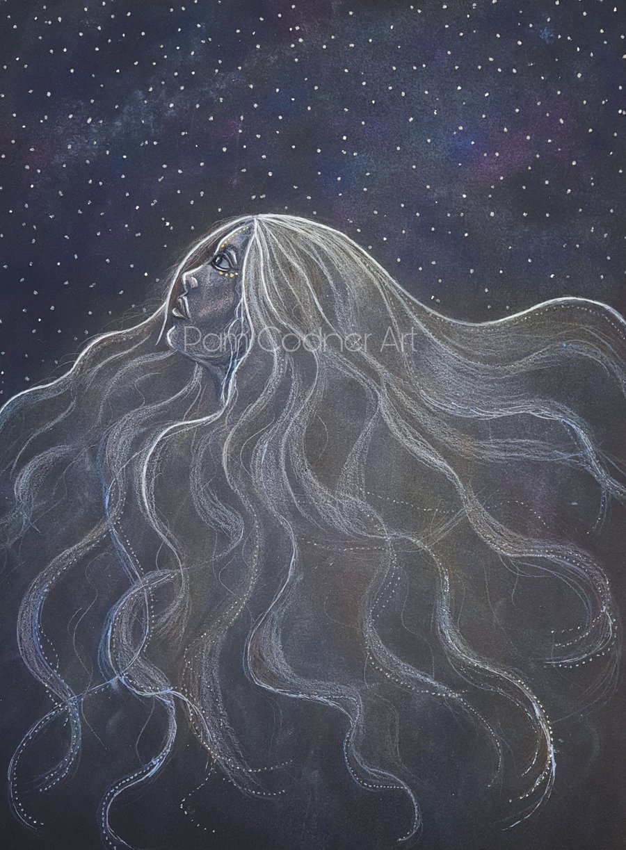 Galaxy Art  Galaxy Drawing Galaxy Girl Drawing A4