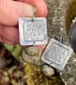 Sterling silver large square earrings with earthy turquoise dangles. - Image 3