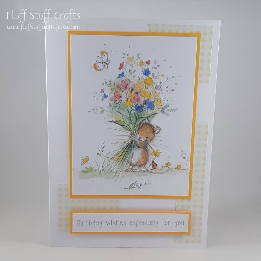 Handmade birthday card - mouse bouquet