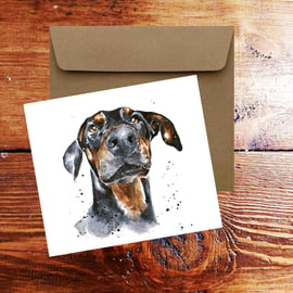 Doberman GreetingChristmas Card.Doberman card,Doberman note card, Doberman greet