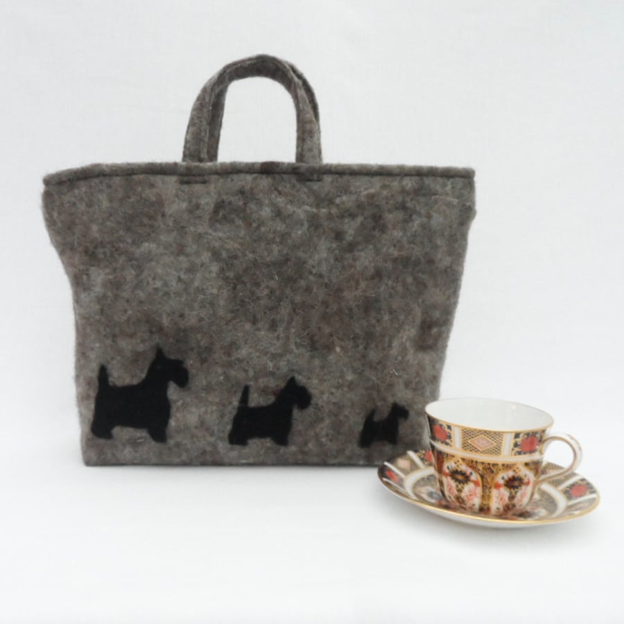 Felted Handbag - "Scottie Dogs"