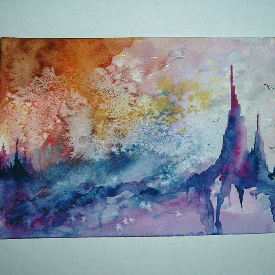 Art painting original paintings watercolour fantasy  ref 156
