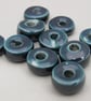 10 Small Petrol Blue Glazed Ceramic Washer Beads - Image 2