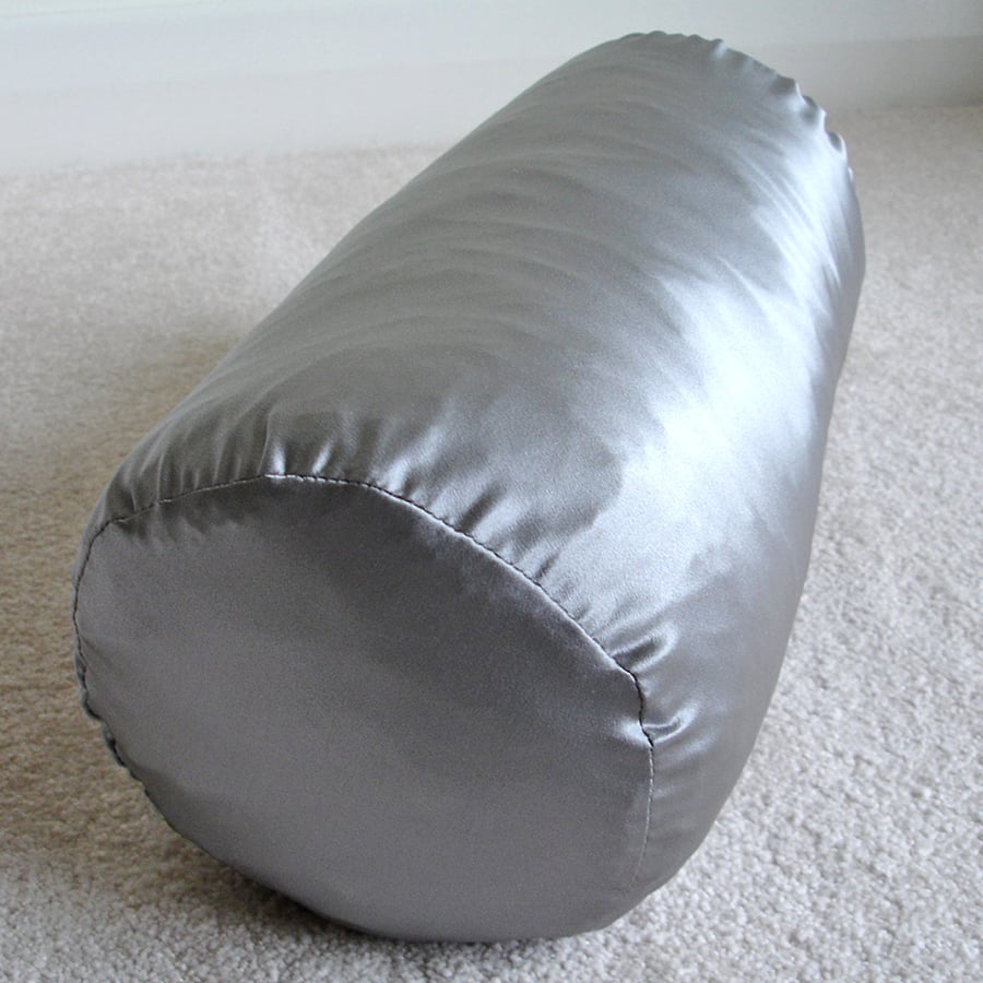 Mulberry Silk Bolster COVER ONLY Pillow Cushion Case 6x16 inch Cylinder Grey