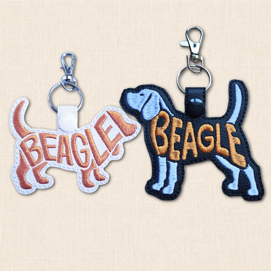 Beagle Keyring - Dog Silhouette Word Art Accessory