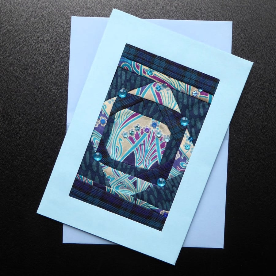 Individually Hand Crafted Textile  Blank Card