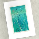 "Colours of the Sea 2": Hand-embroidered Digital Print Greetings Card