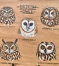 British owls original painting on birch wood - Image 2