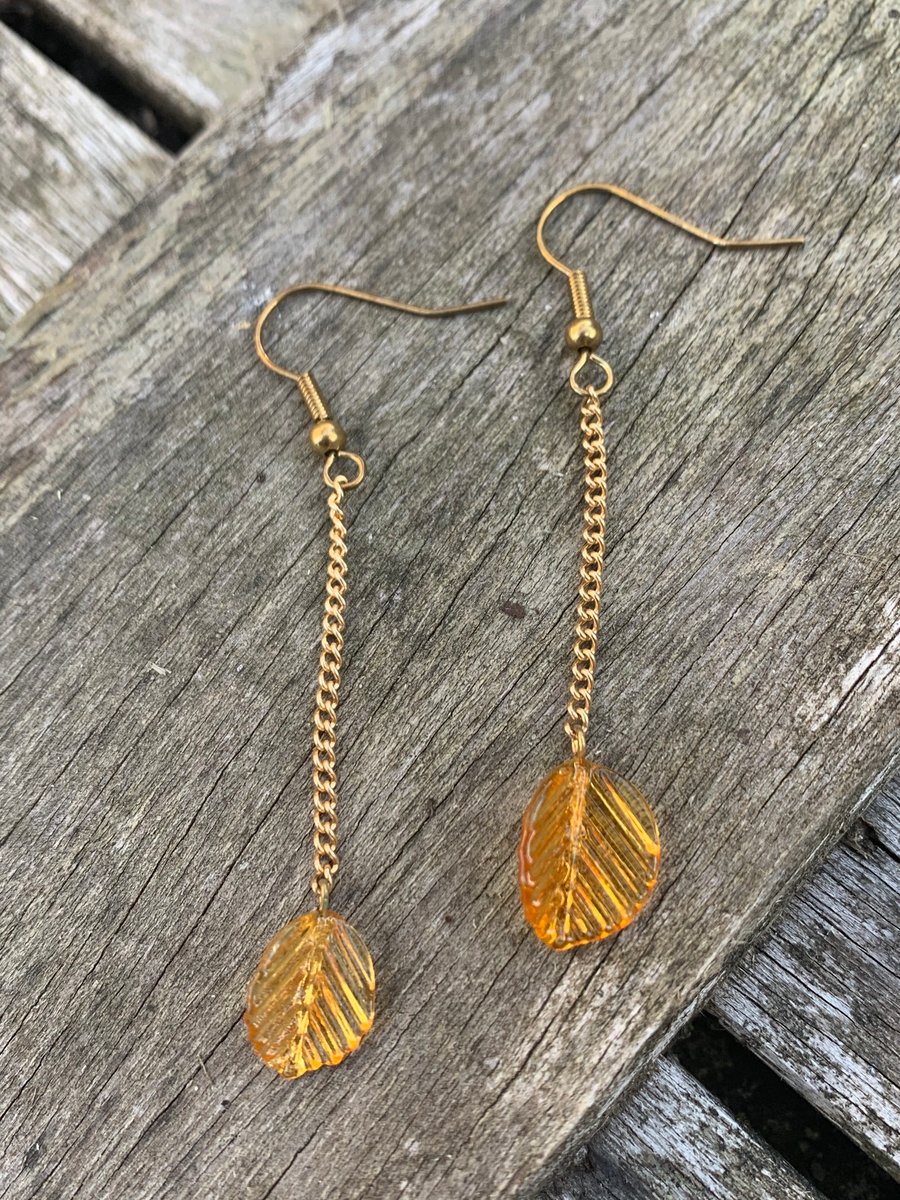 Glass gold leaf earrings