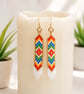 Colourful Hand Beaded Earrings - Rainbow Geometric Bead Earrings  - Image 4