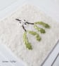 HAND EMBOIDERED MISTLETOE CARD WINTER CHRISTMAS - Image 2