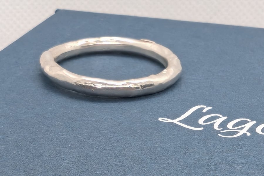 Sterling silver ring, organic shaped, molten silver Orrica