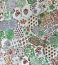 LARGE PIECE Cottage Core Green Brown Grey Patchwork design 70s  Vintage Fabric