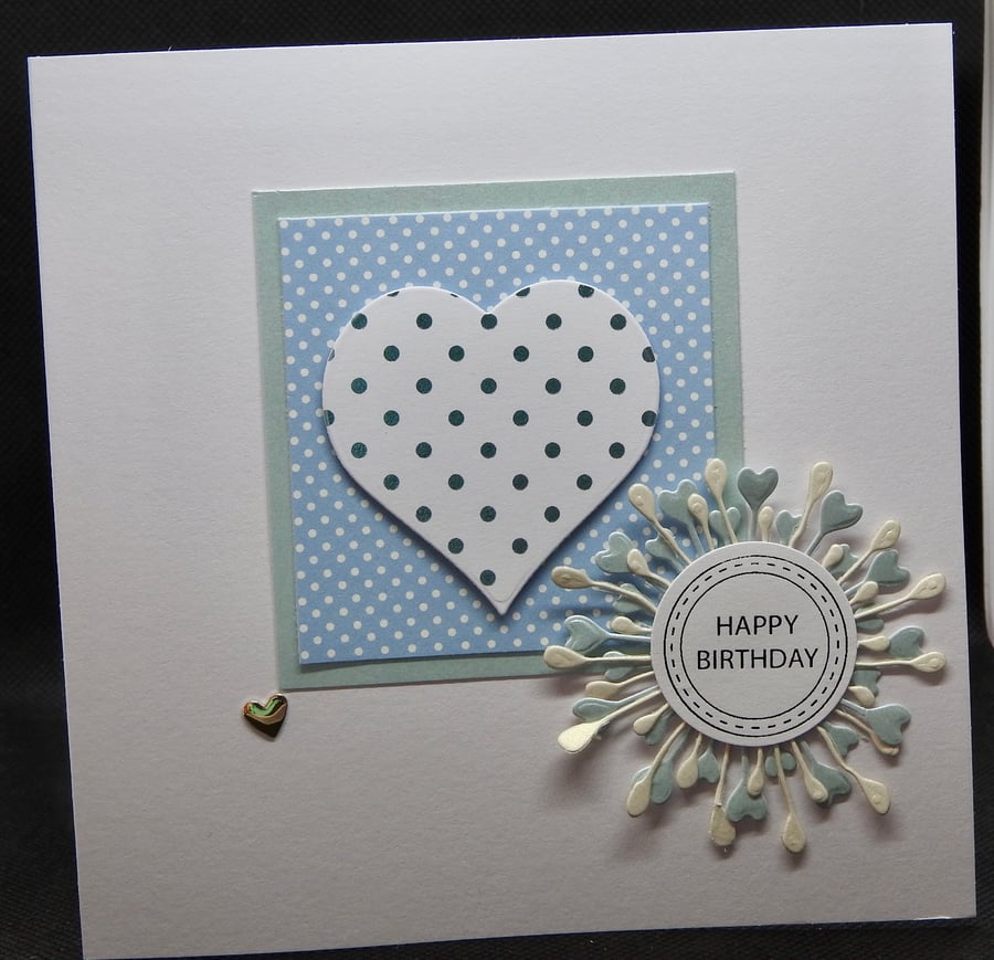 Blue polka happy birthday card 