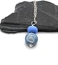 blue ceramic rose pendant necklace