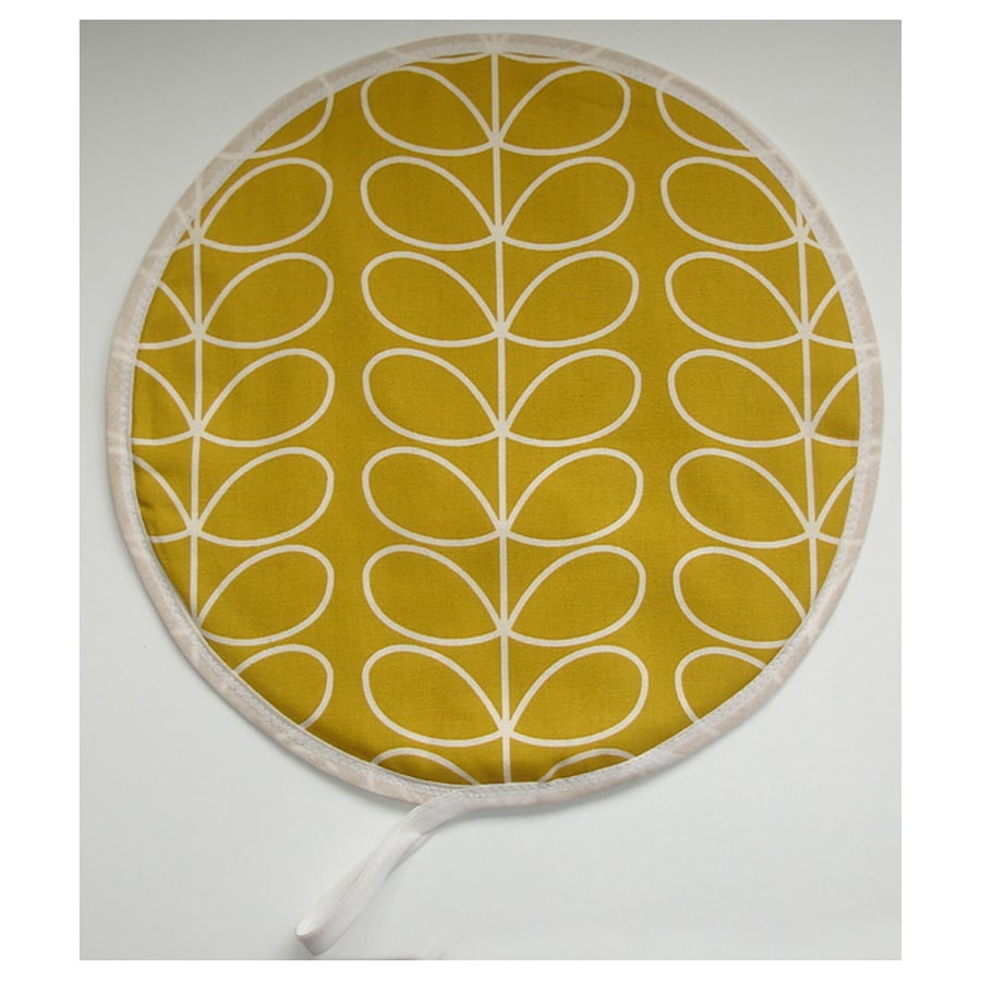 Aga Hob Lid Mat Pad Hat Round Cover Ochre Surface Saver Mustard Yellow Stem Leaf