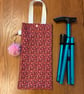 Foldable Walking Stick Bag with Pom Pom Keyring – Handmade Walking Cane Storage 