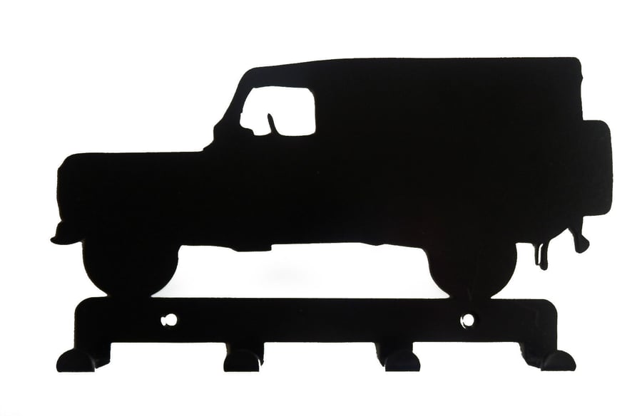 Land Rover-type Car Silhouette Key Hook Rack - metal wall art - Jeep 4x4 Range