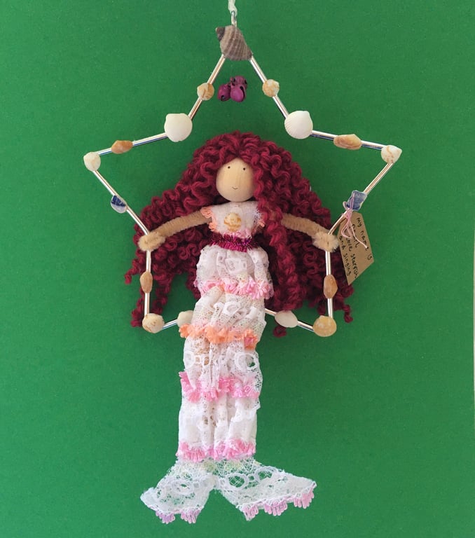 Mermaid In A Star Decoration, Pink, Sea Themed Gift