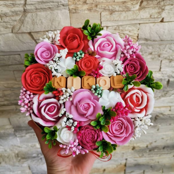 Personalised soap roses bouquet