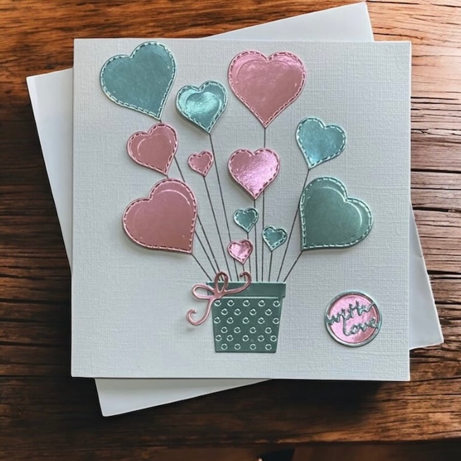 Handmade Heart-Themed Greeting Card – for Engagements, Weddings & Anniversaries 