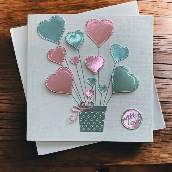 Handmade Heart-Themed Greeting Card – for Engagements, Weddings & Anniversaries 