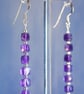 Earrings with Beautiful Amethyst Faceted Cubes  - Image 1