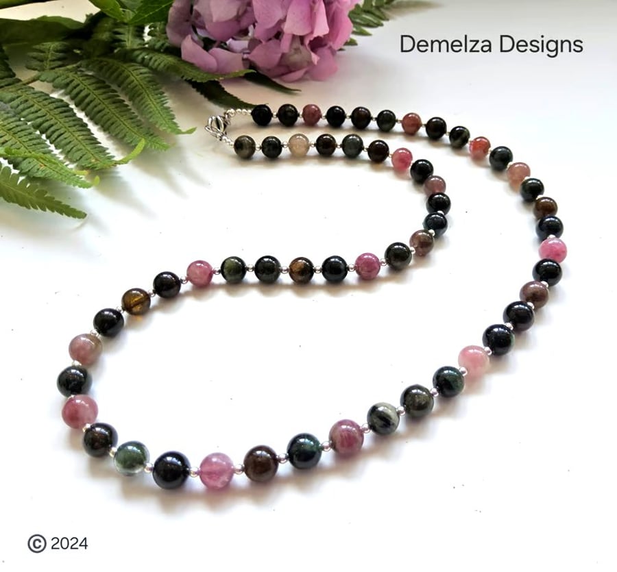 Designer Multicoloured Tourmaline Sterling Silver Necklace
