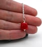 red lampwork glass nugget pendant necklace - Image 4