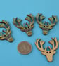 Wooden Stag Buttons Blues Aqua 6pk 30x30mm Deer Antlers (STG6) - Image 2