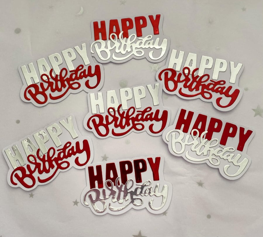 10 Die cut Miri card Happy Birthday Sentiment for cards
