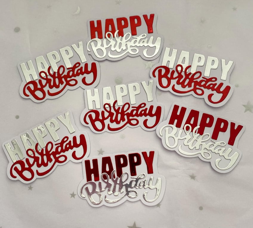 10 Die cut Miri card Happy Birthday Sentiment for cards