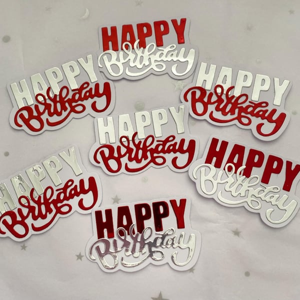 10 Die cut Miri card Happy Birthday Sentiment for cards