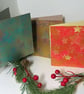 Christmas Gelli Printed Art Greeting Cards Set One Off Holly - Image 2