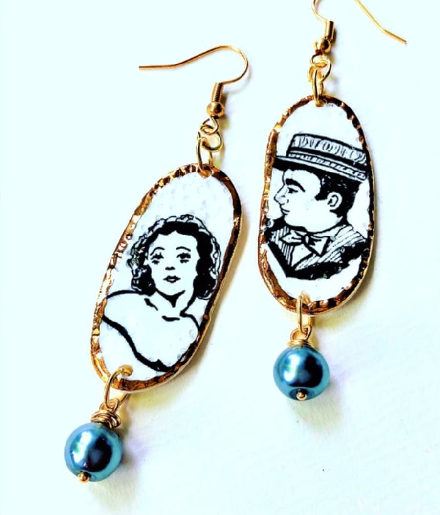 Film star porcelain earrings 