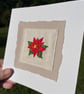 Poinsettia, Hand embroidered Christmas card, recycled card - Image 2