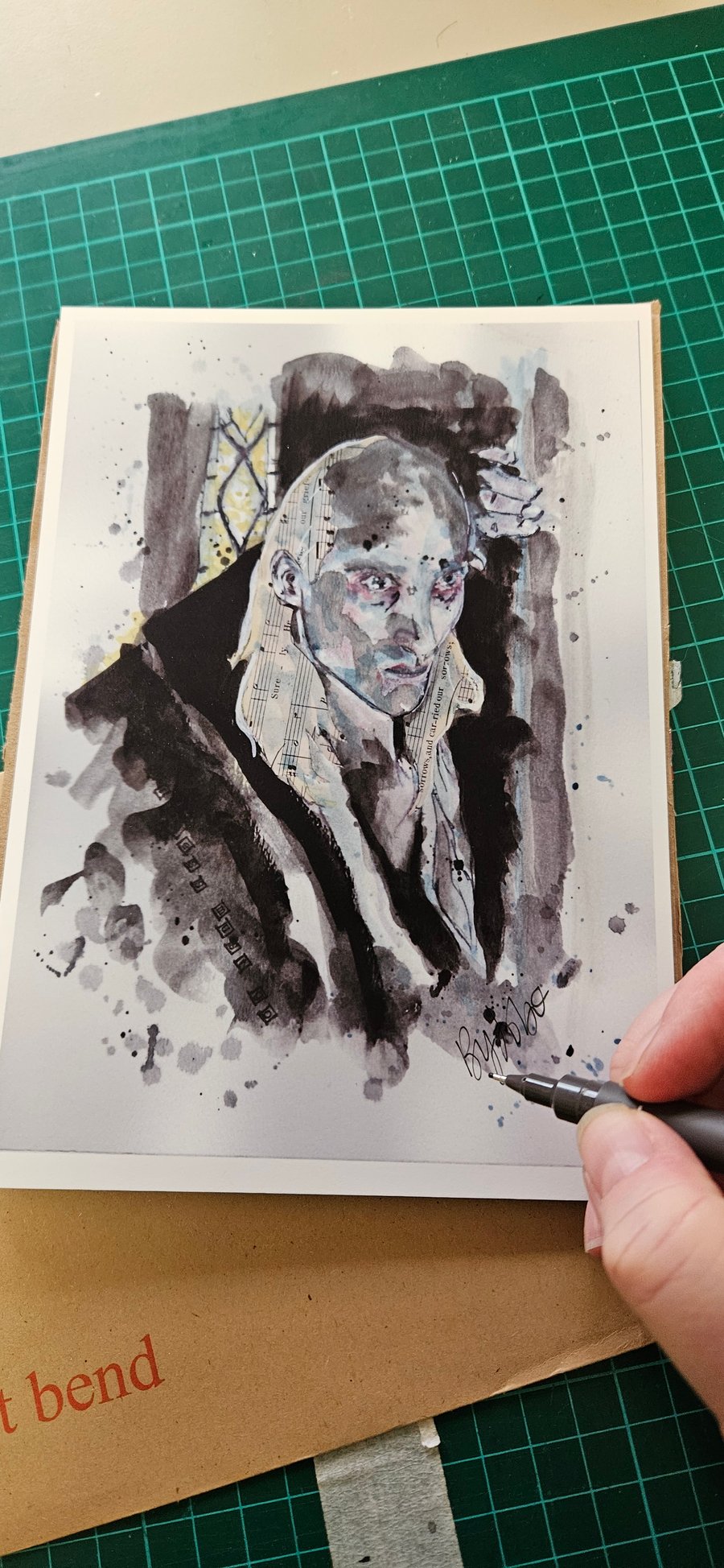 Expressive Portrait Art Print – Riff Raff Inspired Mixed Media Wall art