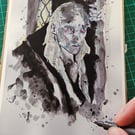 Expressive Portrait Art Print – Riff Raff Inspired Mixed Media Wall art