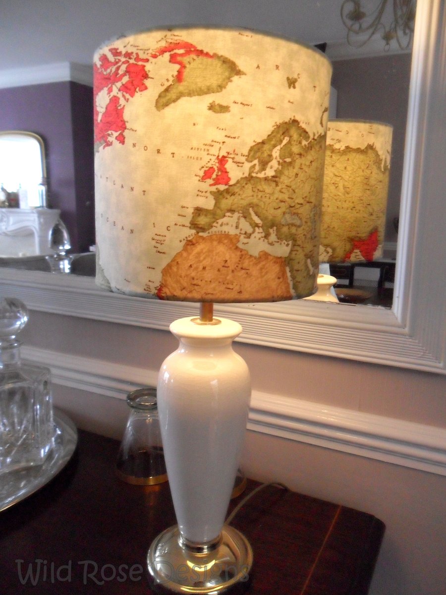 20 cm Lampshade in a 'Maps' design fabric