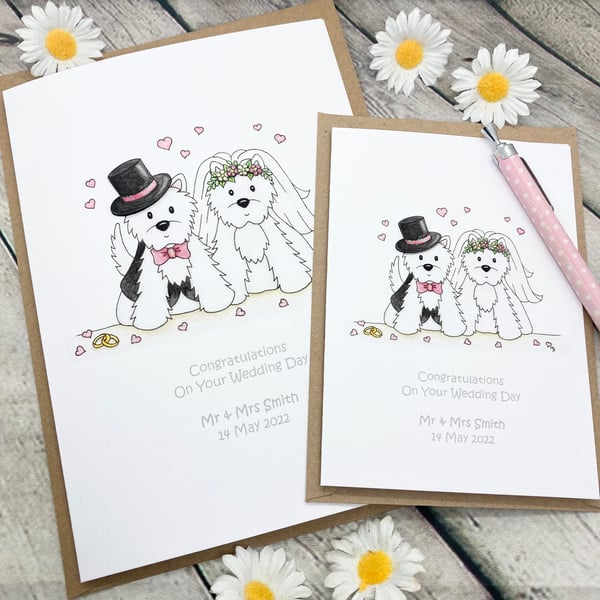 Westie Wedding Card - Congratulations - Personalised Wedding Card - Anniversary
