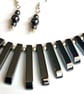 Hematite Necklace Earrings Jewellery Gift Set Tapered Shiny Black Gemstone - Image 4