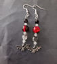 Gothic beaded bat charm dangle earrings  - Image 2