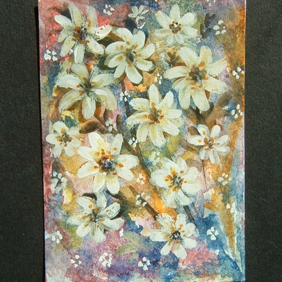 flower floral art original painting aceo SFA ref 42