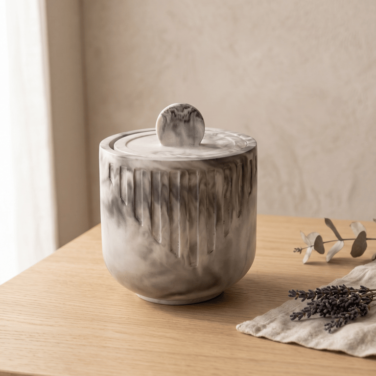 Smoky Grey and Black Lidded Jewellery Box or Trinket Pot