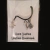 SALE - Bookmark, Double heart charm and leather thong, 40% off