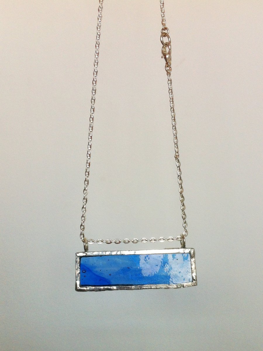 Sky blue glass necklace 