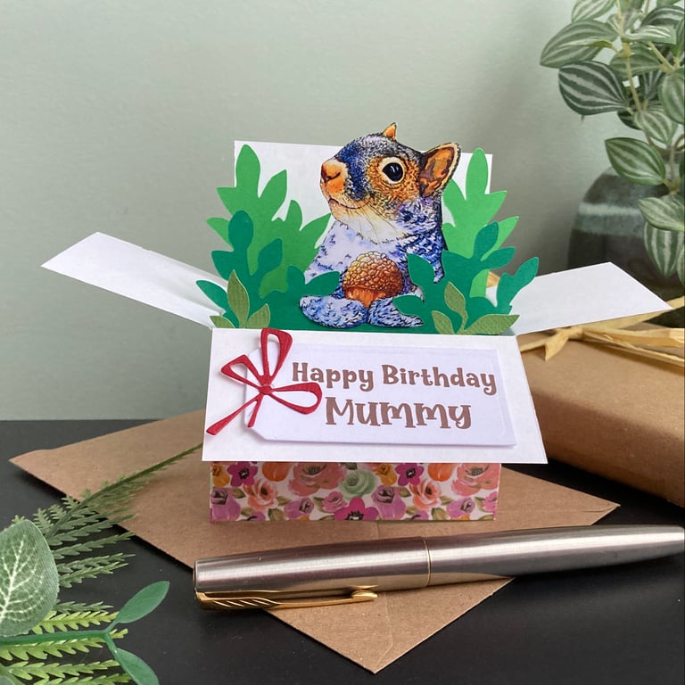 Grey Squirrel Card; Blank or Personalised. Gift card for wildlife lover